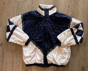 Vintage Janeve Nylon Colorblock Windbreaker Jacket with Aztec Pattern Detail